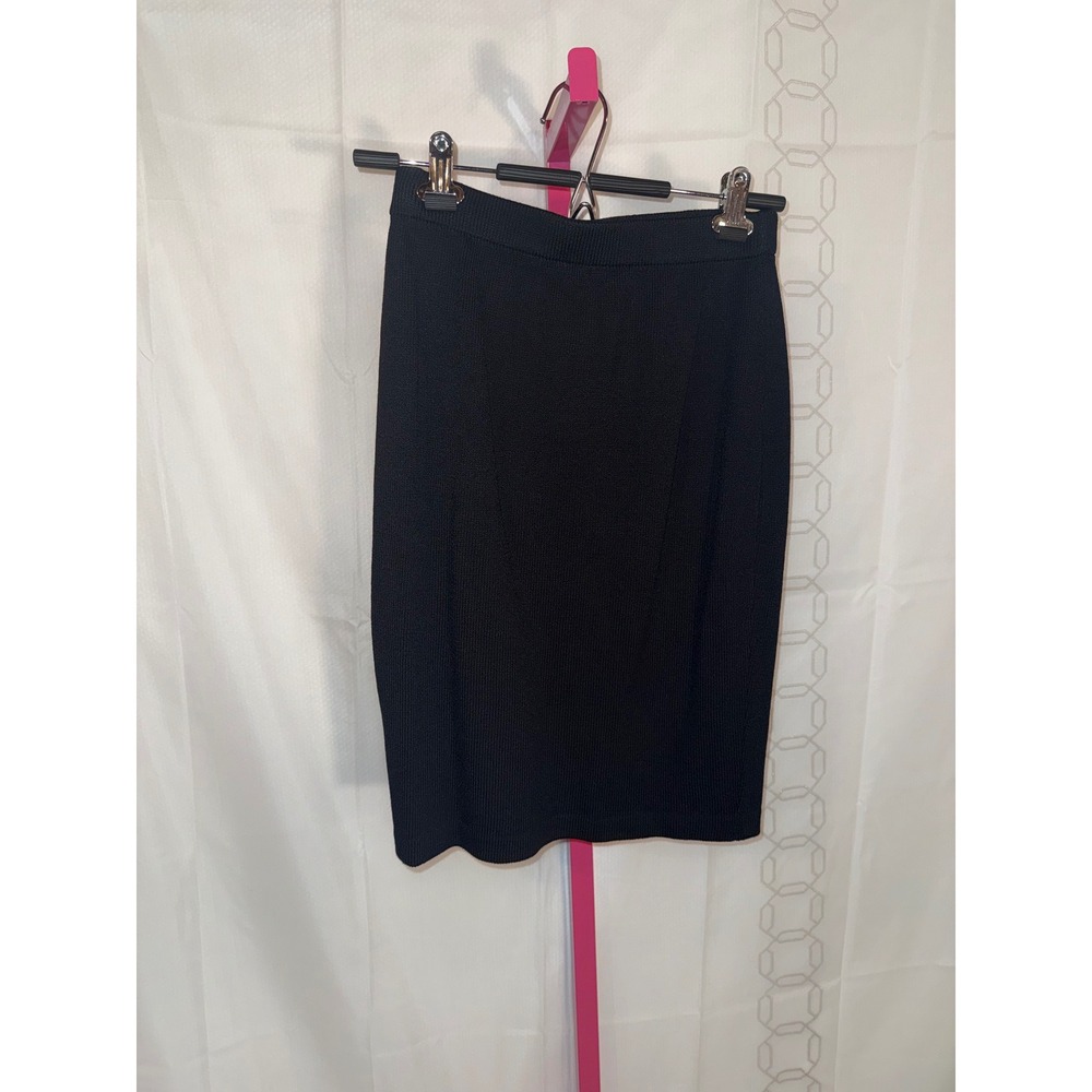 St. John Caviar Black Knit Pencil Skirt Wool Rayon Santana Size 2 - Picture 2 of 9